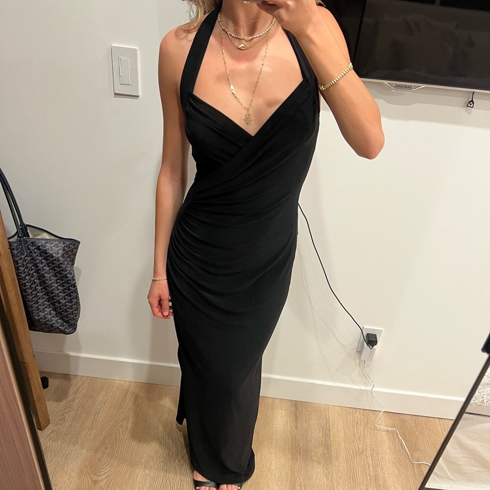 Elegant Black Halter Dress NORMA KAMALI
